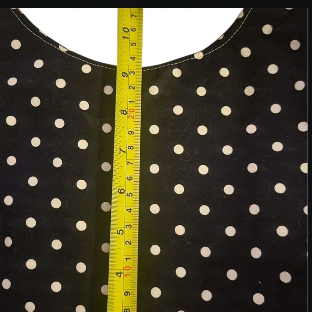 Handmade By Loralie Harris Fabric Panels Bag Polka Dot Black White Whimsical Art - Picture 15 of 16